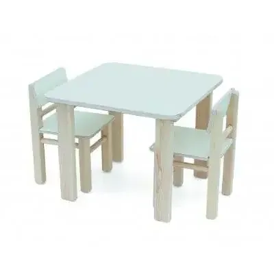 סט שולחן ו2 כיסאות רגל עץ 60X60<BR> בחר צבע