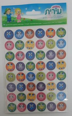 מדבקות סמיילי עם ריסים<BR> 10 דף<BR>בחר גודל