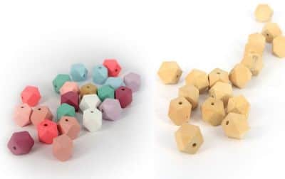 חרוזי עץ משושה גווני פסטל 27 יח