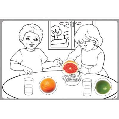 יצירה אנו מכינים מיץ עם מדבקות <BR> 36 יח 10 דף מדבקות