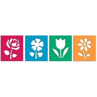 סט 4 שבלונות פרחים