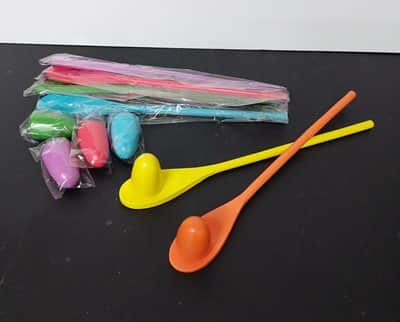 סט שיווי משקל מעץ צבעוני כף+ביצה<BR>6 יח