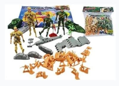 צבא חיילים ואביזרים ענק 40 חלקים בשקית <BR> טנק/אוניה/צוללת