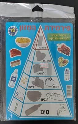 עבודת יצירה לצביעה והדבקה פירמידת המזון <BR> 18 יח