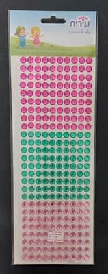 מדבקות אבני חן ורוד כהה ובהיר וירוק