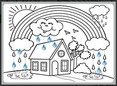 יצירה גשם בכפר עם מדבקות <BR> 36 יח