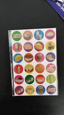 מדבקות מוצרי חלב 4 בשורה<BR> 10 דף