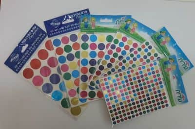 מדבקות עיגולים מטאלי<BR>10 דף<BR>בחר גודל