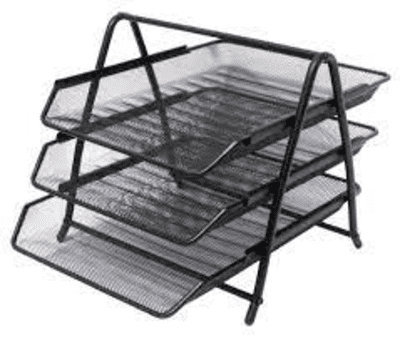 מעמד 3 מגשים שחור רשת <BR> לאחסון דפים