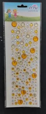 מדבקות אבני חן עיגולים במגוון גדלים <BR> גווני כסף וזהב