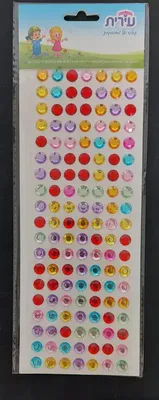 מדבקות אבני חן צבעוני <BR> 7 בשורה