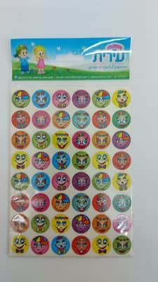 מדבקות סמיילי 6 בשורה<BR> 10 דף