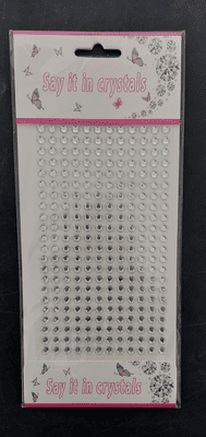 מדבקות אבני חן צבע כסף <BR>12 בשורה