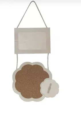 מתלה מעץ- מסגרת לתמונה+ פרח שעם ואטב