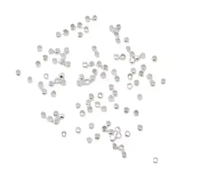 100 חרוזי מעיכה עגולים כסף <BR> 2 מ"מ