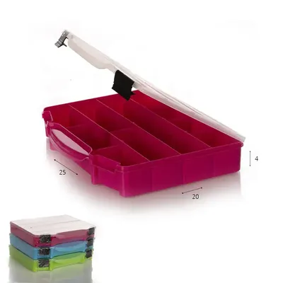 קופסת אחסון פלסטיק בצבעים שונים <BR> 24.5X19X4