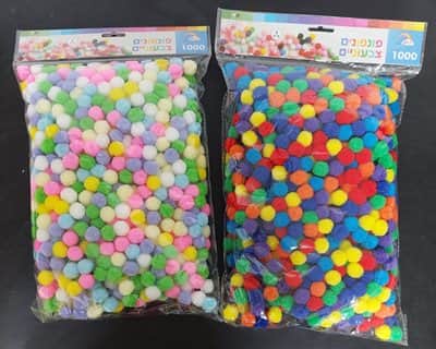 1000 פונפונים צבעוני 2 סמ <BR> בחר גוון