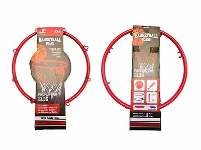 חישוק סל מתכת כולל רשת, כדור ומשאבה <BR> 38 סמ