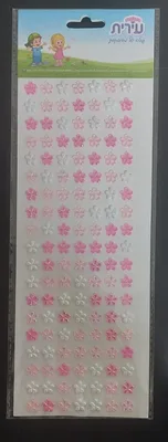 מדבקות אבני חן פרחים גווני ורוד <BR> 7 בשורה