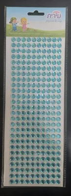 מדבקות אבני חן צבע תכלת <BR> 10 בשורה