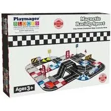 כבישים מגנטיים+ 2 מכוניות עץ פליימגר