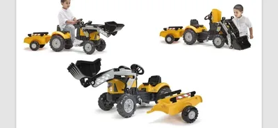 טרקטור צהוב כף קדמית+נגרר