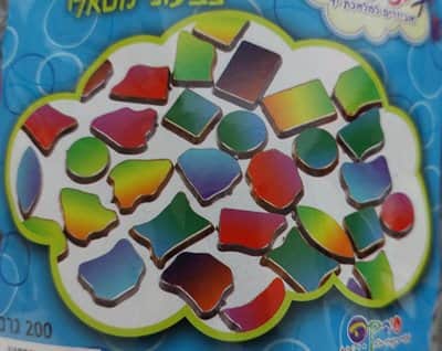 אבני מוזאיקה גווני קשת במגוון צורות