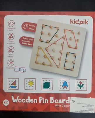 משחק דגמים גומיות+ לוח עץ+ כרטיסיות דגם