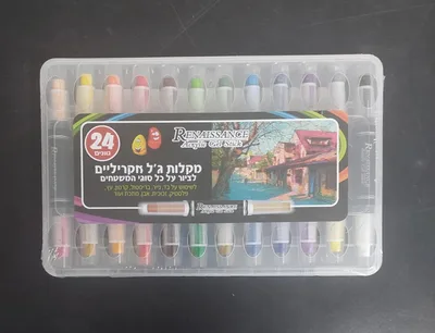 12 צבעי רנסאנס מקלות ג'ל אקריליים <BR> <BR> מתאים לנייר,זכוכית, מתכת ועוד