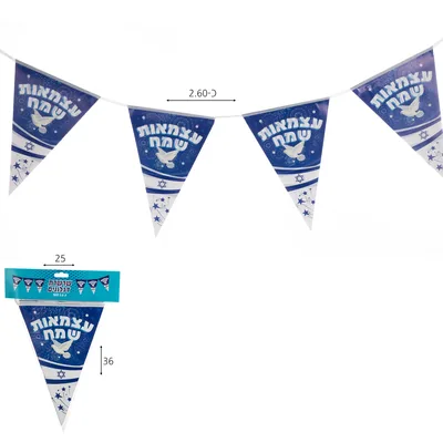 שרשרת 10 דגלים משולשים<BR> 3 מטר