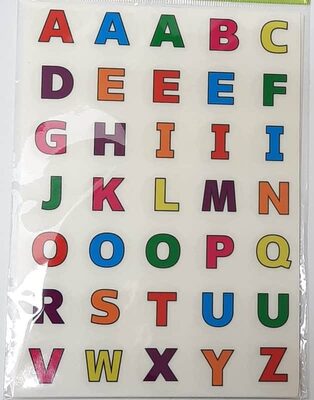 מדבקות אותיות באנגלית צבעוניות<BR>10 דף