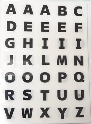 מדבקות אותיות באנגלית שחור לבן<BR>10 דף