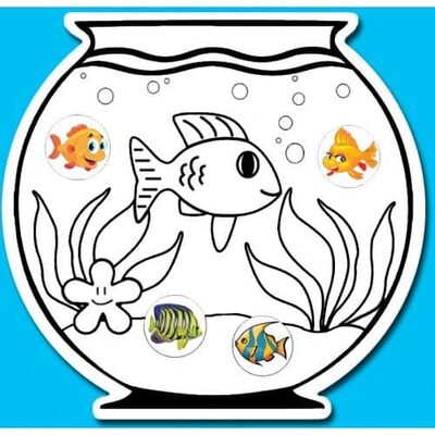 עבודת יצירה אקווריום +סול דגים 36 יח