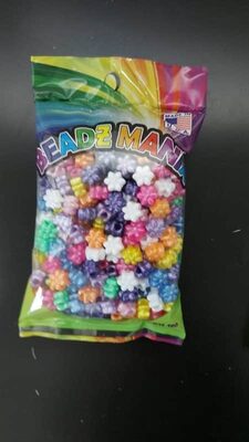 חרוז פרח מעורב צבעים<BR> גווני פנינה- 100 גרם