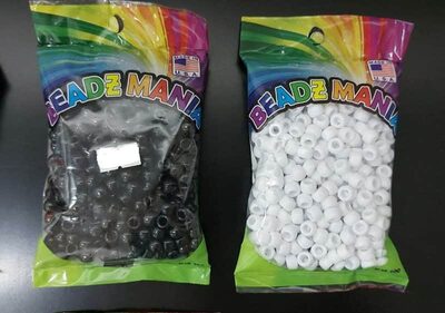 חרוז חבית לבן/שחור<BR> 100 גרם