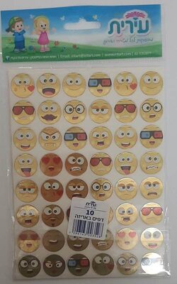 מדבקות זהב מבריק פרצופים 6 בשורה<BR> 10 דף