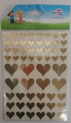 מדבקות לב זהב/כסף ב3 גדלים<BR>בחר צבע<BR>10 דף