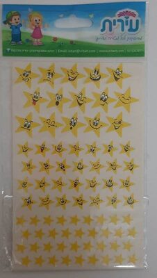 מדבקות כוכב עם חיוכים ב3 גדלים<BR>10 דף